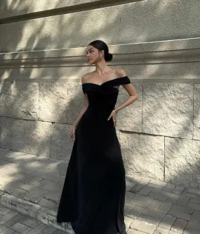 Off The Shoulder Velvet Maxi Dress Engagement Wedding Guest Dress Bridesmaid Dresses Prom Dress