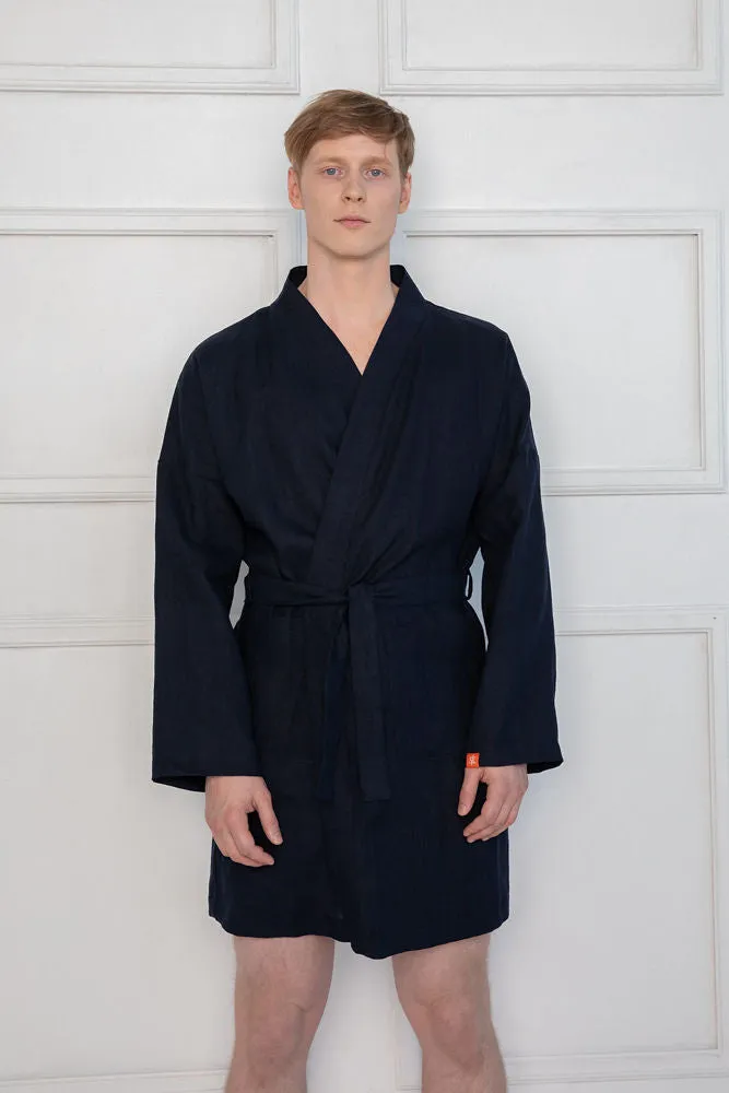 Sofa Killer dark blue linen men robe